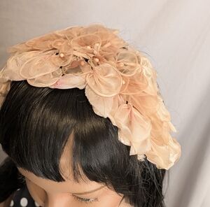 Vintage Girl's Light Pink Bandeau Easter Tea Party Hat Flowers